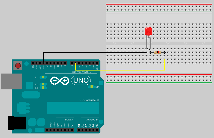 Arduino Uno platasi orqali LED chiroqchasini yoqish +(video)